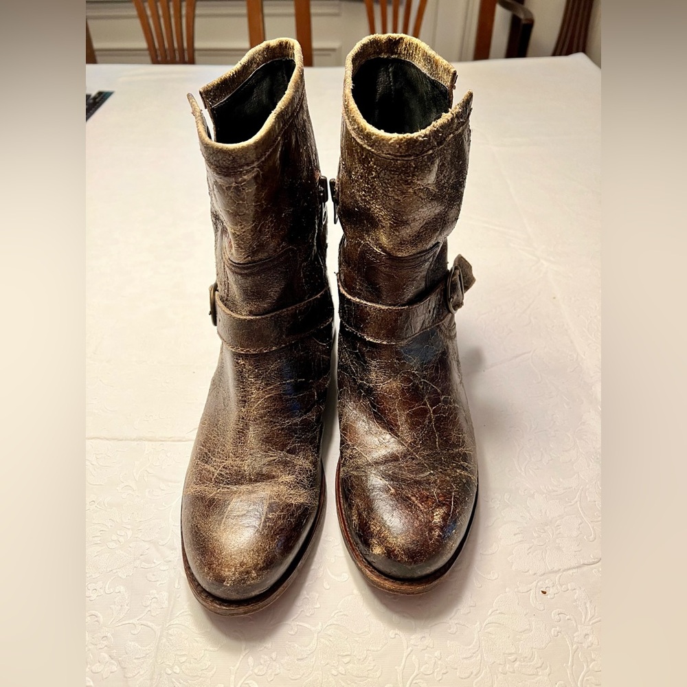 Sendra Distressed Brown Leather Moto Boots